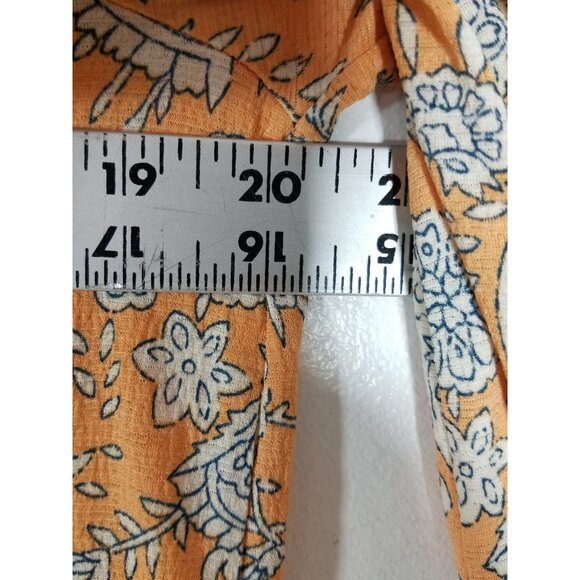 Melloday Paisley Print Peach Blouse With Eyelet Design & Tie Neckline Small - Picture 6 of 10